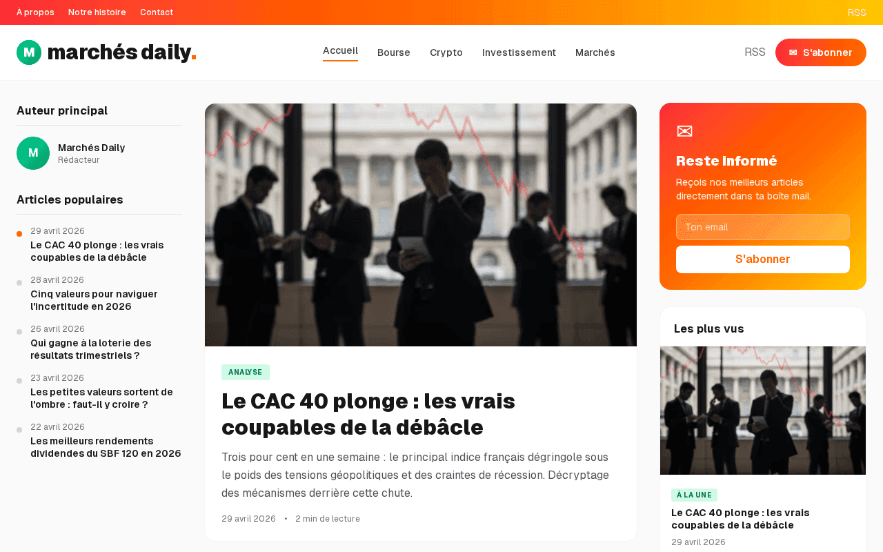 Aperçu du site démo Marchés Daily