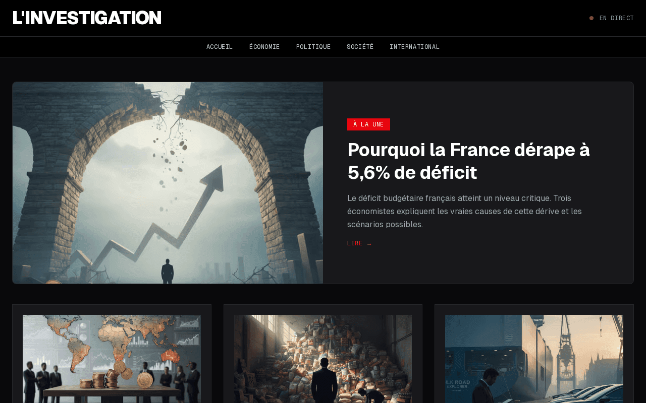 Aperçu du site démo L’Investigation